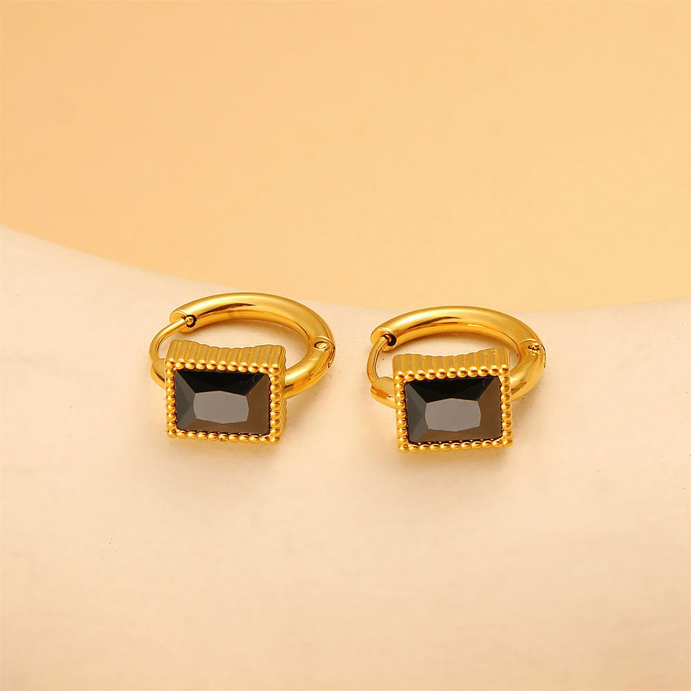 Special-interest Design Square Zircon Stainless Steel Earrings