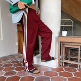 Striped Draping Effect Wide-legged Versatile Pants Contrast Color Mop