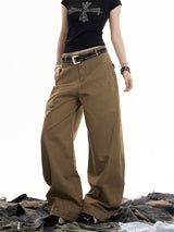 Retro Washed Deconstruction Machete Overalls Women's Loose Straight All-matching Wide Leg