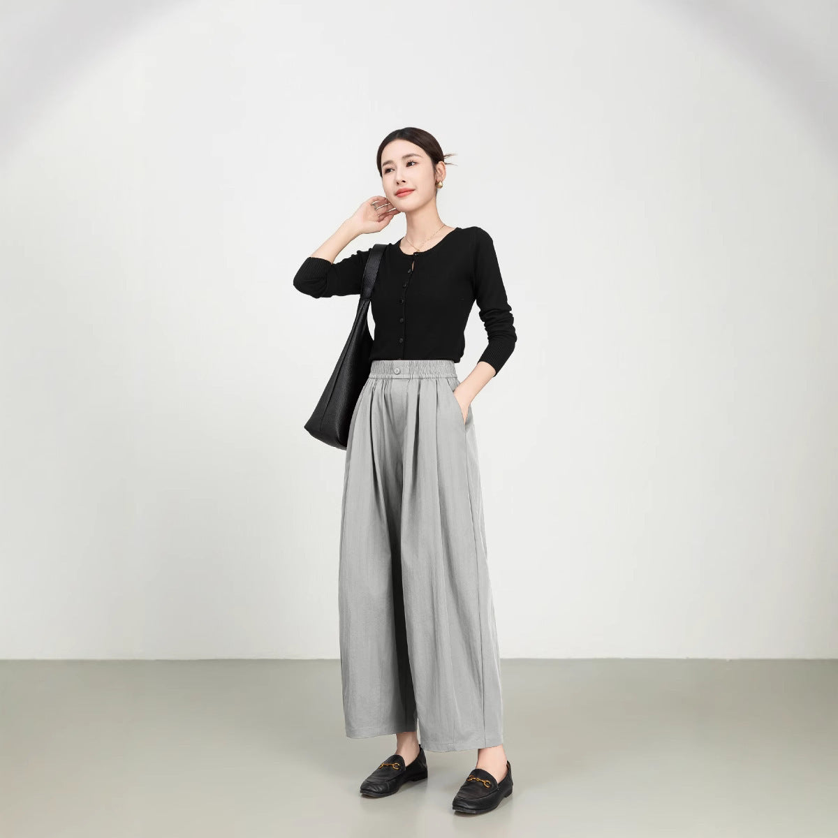 Women's Fine Twill Sandcard Elastic Waist Casual Pants