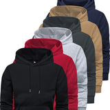 6-Piece Men's Long-sleeved Solid Color Hooded Sweatshirt