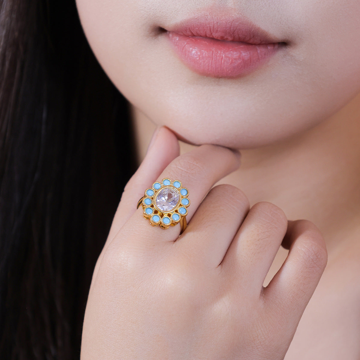 Retro Affordable Luxury Elegant Turquoise High-grade All-match Small Ring