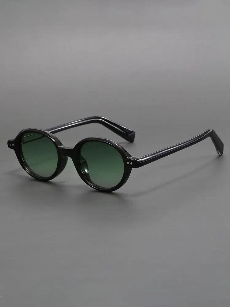 Retro Oval Black Frame Sun Shade Glasses