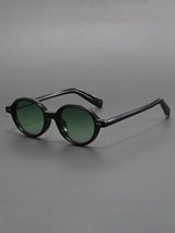 Retro Oval Black Frame Sun Shade Glasses