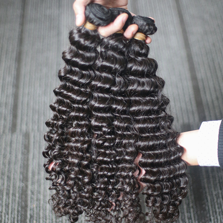 Human Hair Bundles Deep Wave Extensions, Natural Color