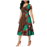 African Batik Double-sided Printed Short-sleeved Women's Cotton Dress