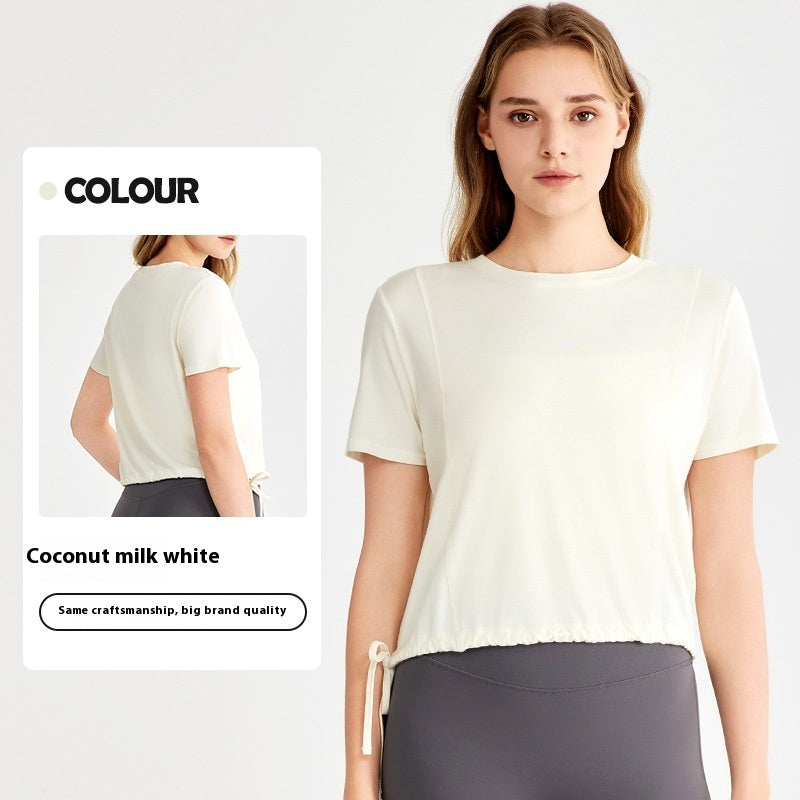 Loose Sports Top Drawstring At Hem Commuter T-shirt