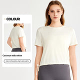 Loose Sports Top Drawstring At Hem Commuter T-shirt