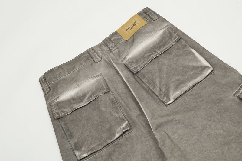 Three-dimensional Cut Washed Dirty Mud Baggy Wide-leg Jeans