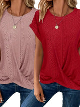 2pcs Casual Round Neck Women's Short Sleeved Top
