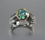 Flower-shaped Gold-plated Color Separation Vintage Gemstone Ring