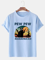 Loose Men's Clothing Cat T-shirt Top