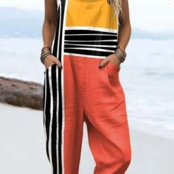 Digital 3D Printed Button Strap Women's Casual Pants