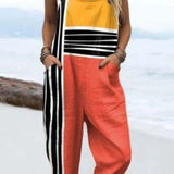 Digital 3D Printed Button Strap Women's Casual Pants