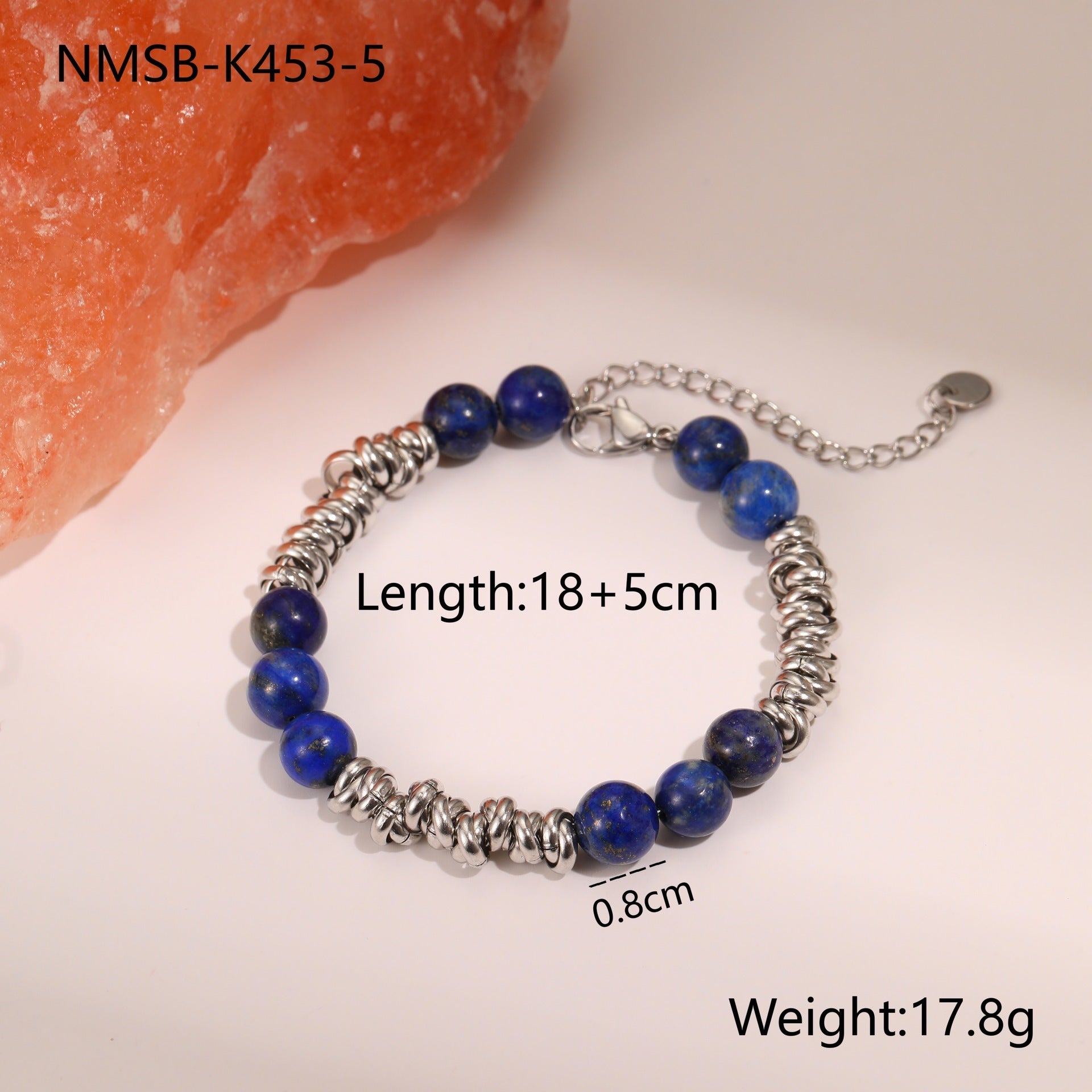 Retro Design Natural Stone Stainless Steel Bracelet Plated With Real Gold Special-interest