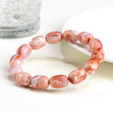 Natural Cherry Agate Barrel Shaped Bead Bracelet