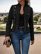 New Women’s Fashion Casual Women’s Jacket, Solid Color Double Breasted Decorative Jacket, Spring And Autumn Retro Long Sleeve Jacket, Women’s Clothing