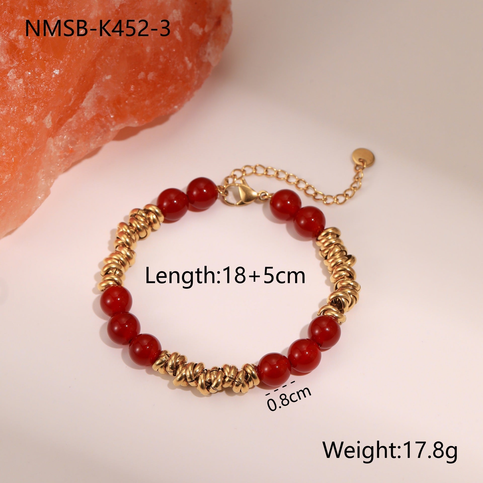 Retro Design Natural Stone Stainless Steel Bracelet Plated With Real Gold Special-interest