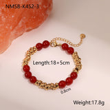 Retro Design Natural Stone Stainless Steel Bracelet Plated With Real Gold Special-interest