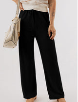 Black Textured Loose Drawstring Pants