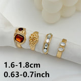 European And American Multi-color Retro Color Resin Gas Female Ring Four-piece Set