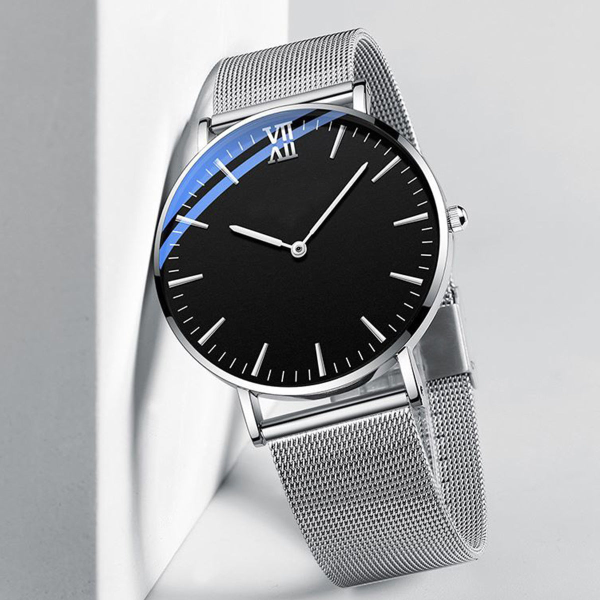 Fashion Simple Fake Three-eye Steel Belt Quartz Watch
