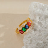 Contrast Color Fashion Exquisite Full Diamond Color Open-end Zircon Ring