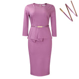 European And American Solid Color Sheath OL Pencil Skirt African Dress