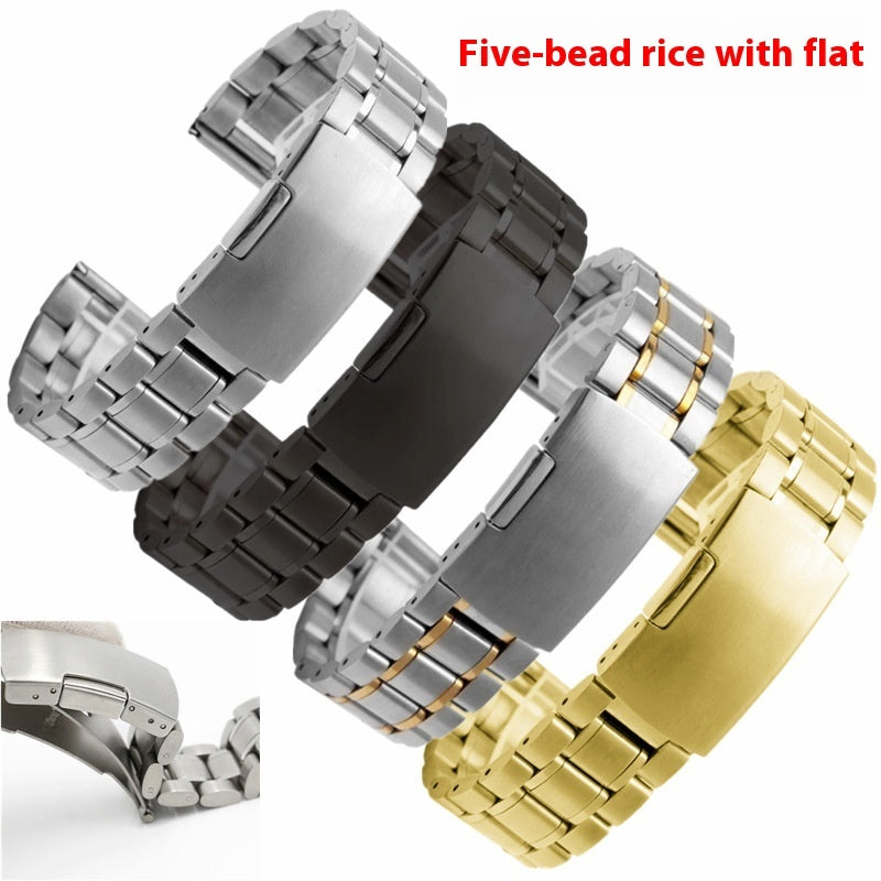 Watch Strap 22mm Five Beads Solid Stainless Steel
