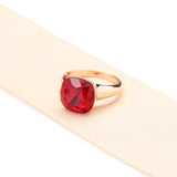 European And American Classic Light Luxury Multi-color Artificial Crystal Square Ring For Women