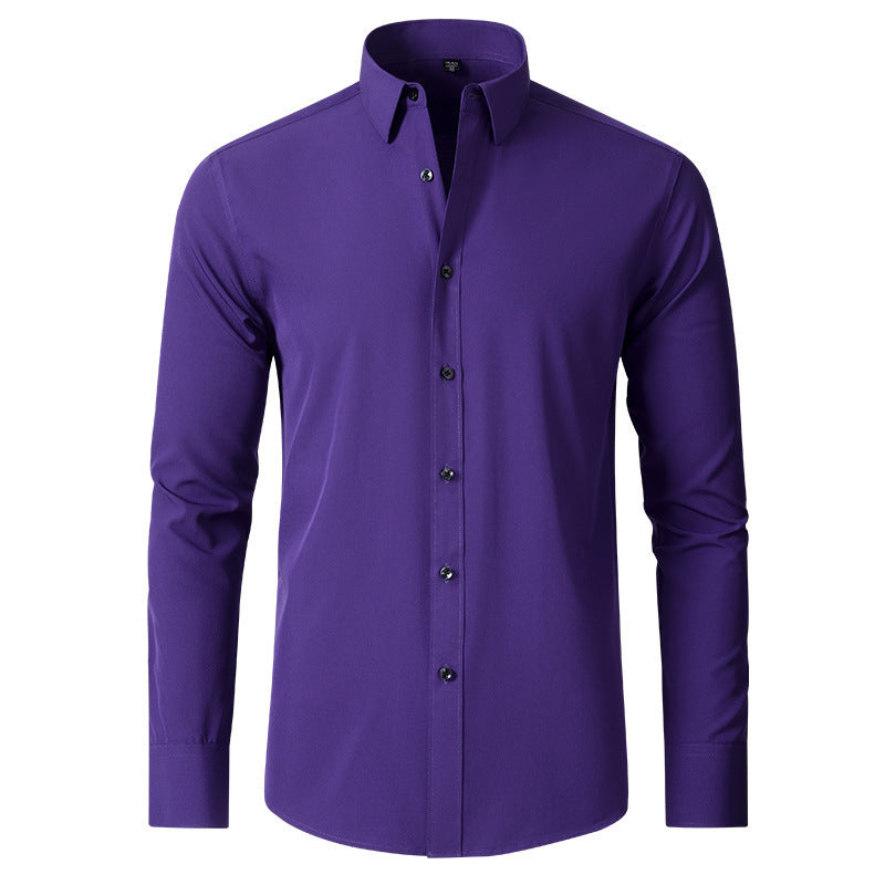 Korean Slim-fit Solid Color Shirt Men's Shirt