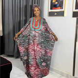 African Embroidered Printed Loose Robe With Headscarf