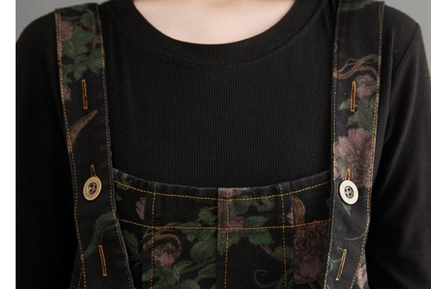 Spring And Summer Lean Printing Jean Overalls Women