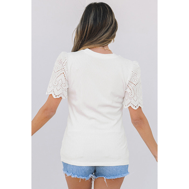 European And American Leisure Style Slim Thread Short Sleeve Top