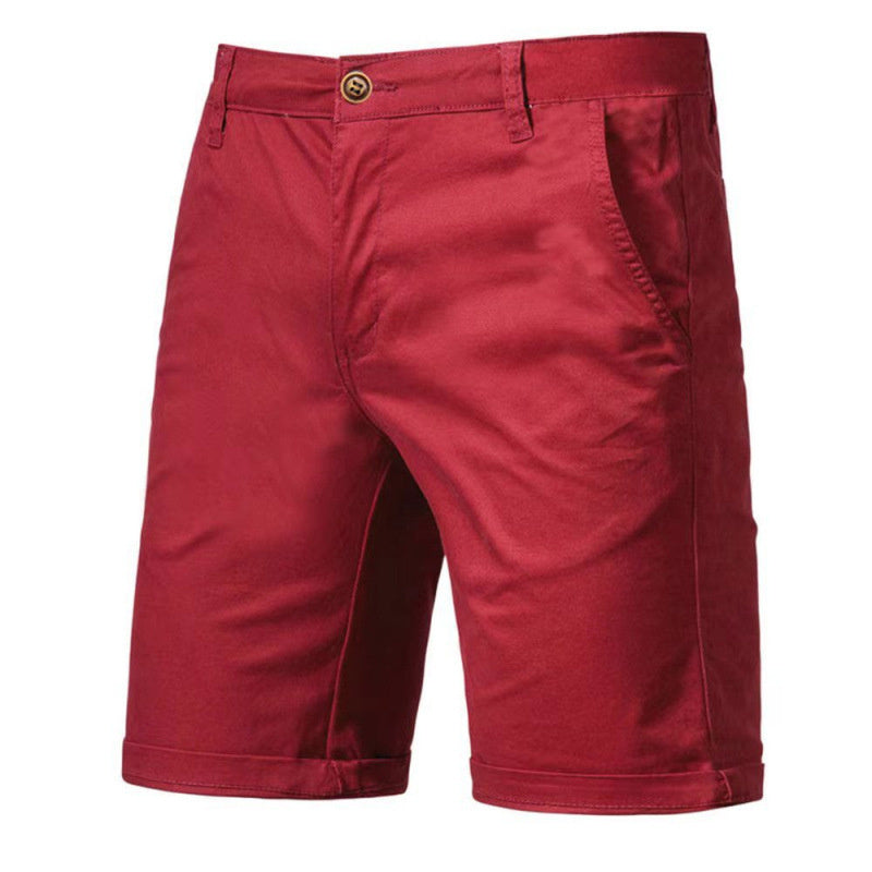 Outdoor Casual Straight-leg Slim Cropped Pants Plus Size Pure Color Cotton Camping Shorts
