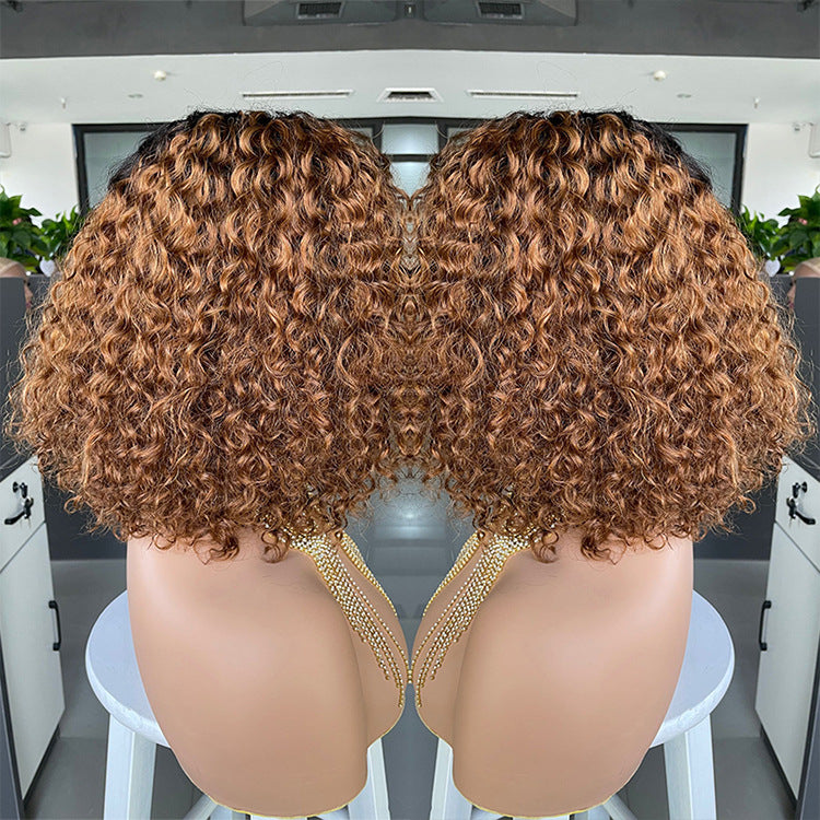 Cross-border E-commerce Exclusively For Ombre Curly Bobo1b30 Human Hair Lace Wig
