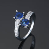 European And American Square Zircon With Diamond Cross Ring For Women