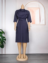 Mid-length Skirt African Plus Size OL Commuter Solid Color Dress