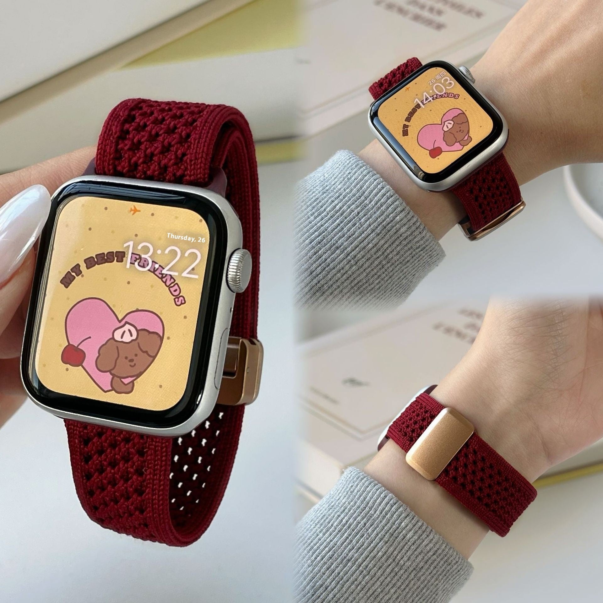 Upgraded Double Loop Knitted Nylon Magnetic Buckle Strap