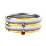 December Color Birthstone Superimposed Combination Engraved Ring
