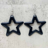 European And American Bright Hollow Color Five-pointed Star Acrylic Earrings