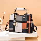 Checkered Design Women's Bag - Satchel Portable Shoulder Crossbody Handbag