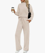 Women's Long-sleeved Sweater And Wide-leg Pants Two-piece Suit