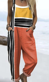 Digital 3D Printed Button Strap Women's Casual Pants