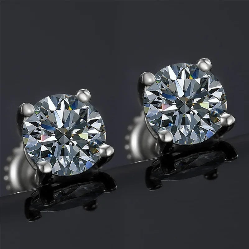 Screw Four Claw Moissanite Female Stud Earrings
