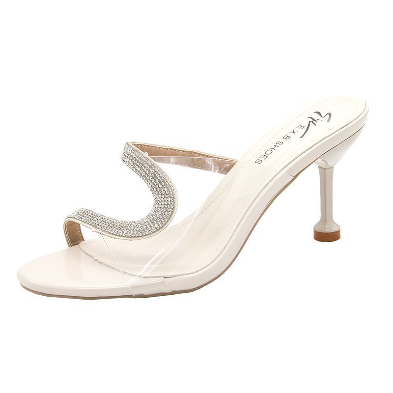 Sandals Rhinestone High Heels Sexy Transparent Semi-drag Women's Shoes