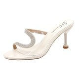 Sandals Rhinestone High Heels Sexy Transparent Semi-drag Women's Shoes