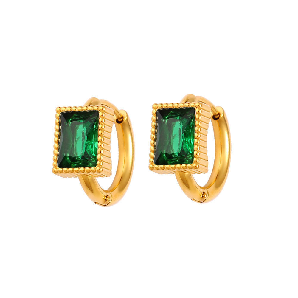 Special-interest Design Square Zircon Stainless Steel Earrings