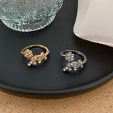 Full Diamond Flower Leaves Female Niche Open Ring