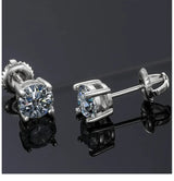 Screw Four Claw Moissanite Female Stud Earrings